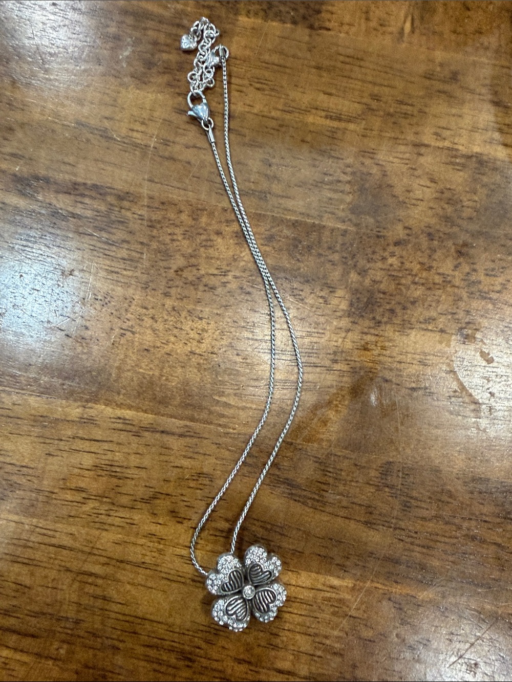 Sterling Silver Floral Pendant Necklace - Silver Clover Design